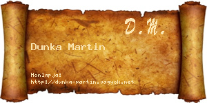 Dunka Martin névjegykártya